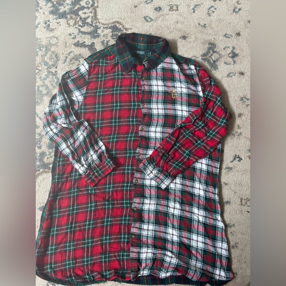 Ralph Lauren Red and Green Casual Button Down Shirt